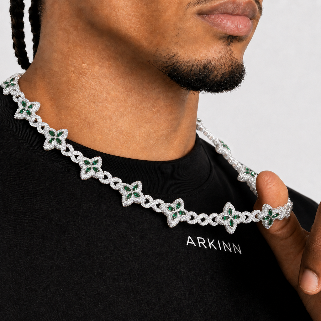 Green Clover Iced Out Chain for Men with VVS Shine