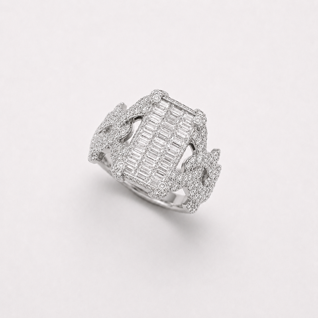 Iced Thorn Baguette Ring