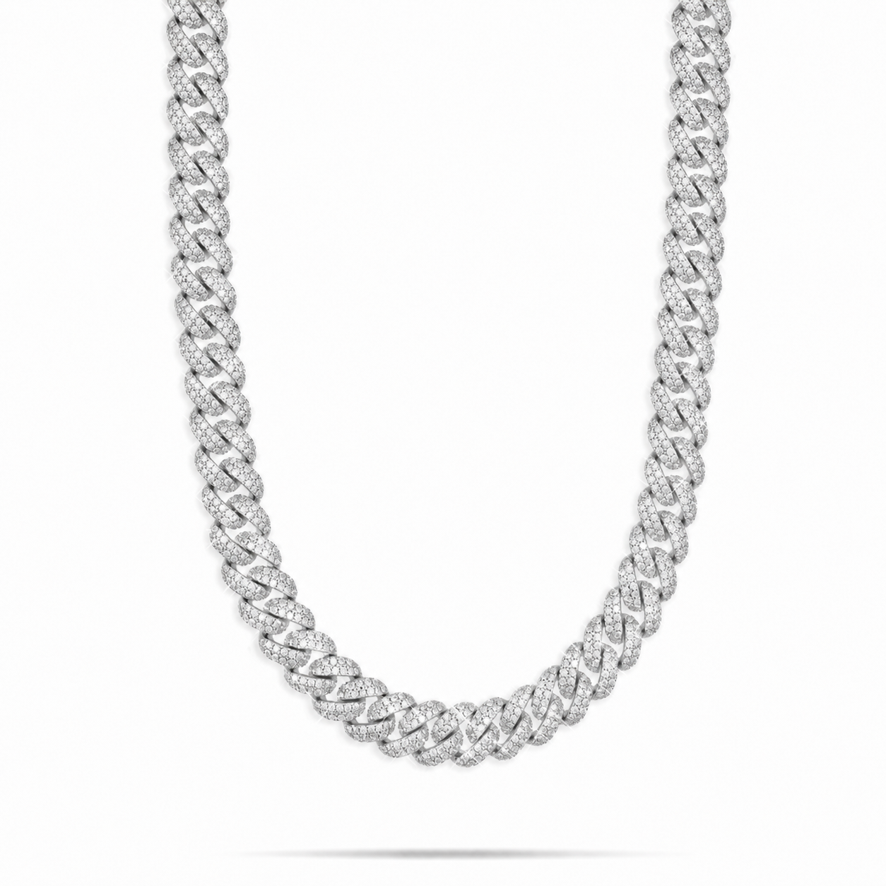 10MM Round Cut Moissanite Cuban Link Chain – 14K Gold Finish