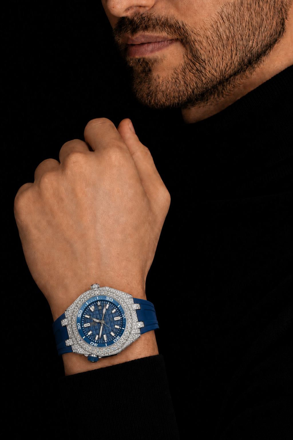Men’s Custom Iced-Out Moissanite Watch