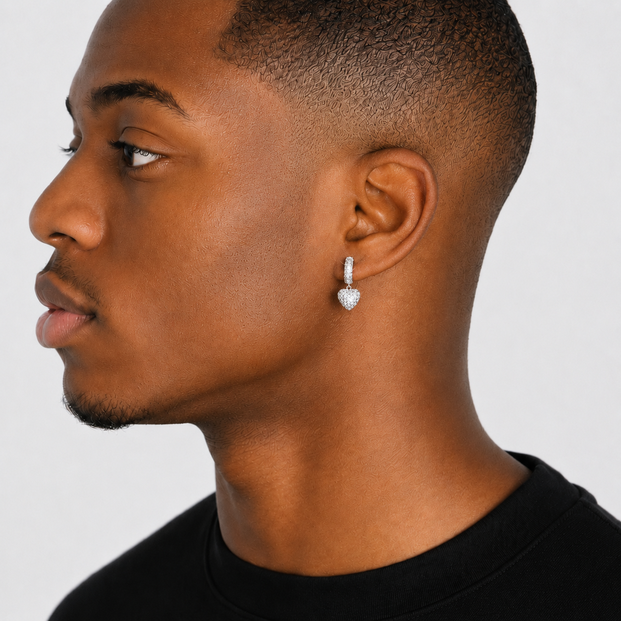 Heart Shape Iced Out Earrings for Men