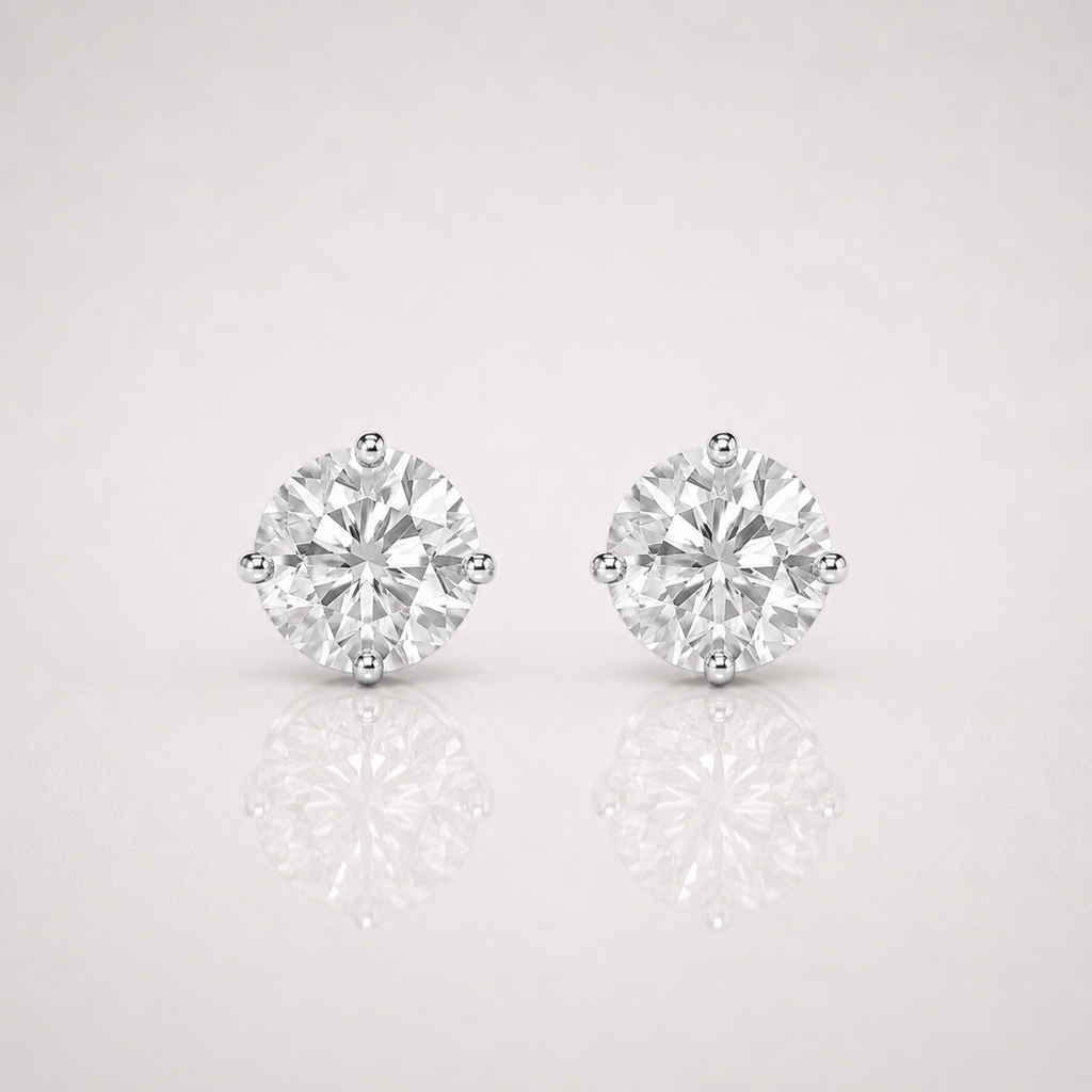 8mm Iced Round Stud Earrings