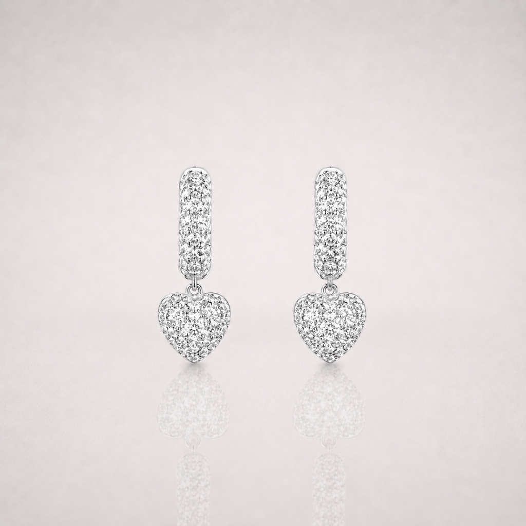 Heart Shape Iced Out Earrings for Men
