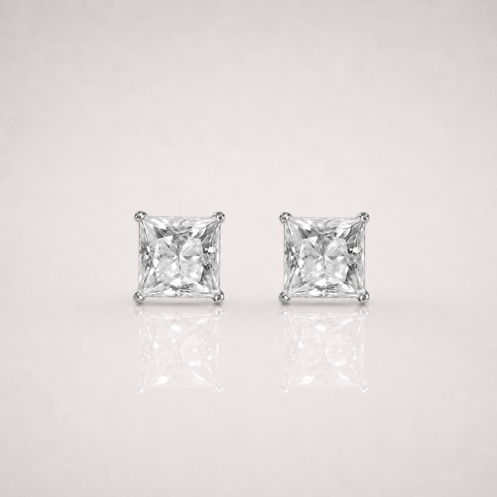 Iced Out Princess Cut Earrings 7mm