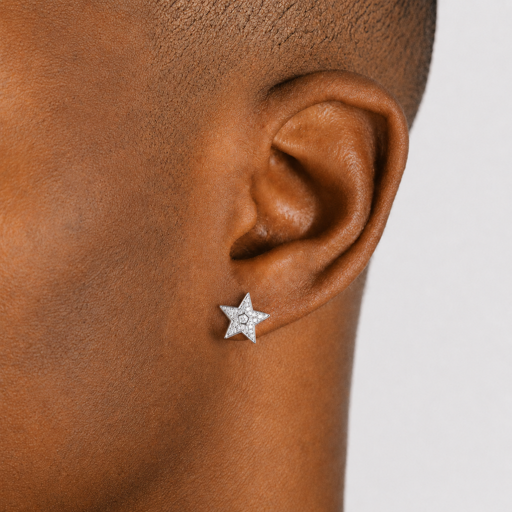 Men’s Iced Out Star Earrings