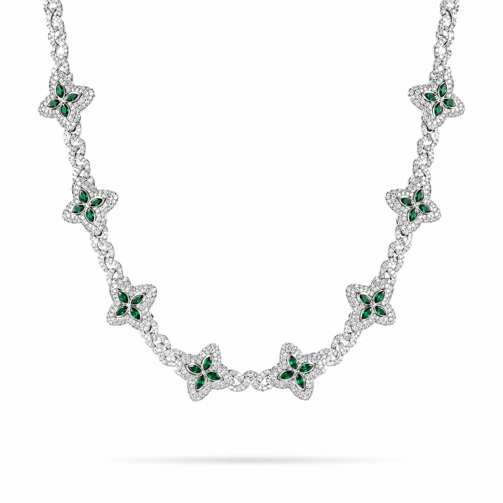 Green Clover Iced Out Chain for Men with VVS Shine