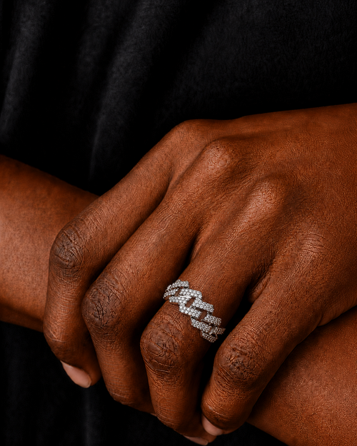 14K Gold Plated Iced Out Cuban Link Ring