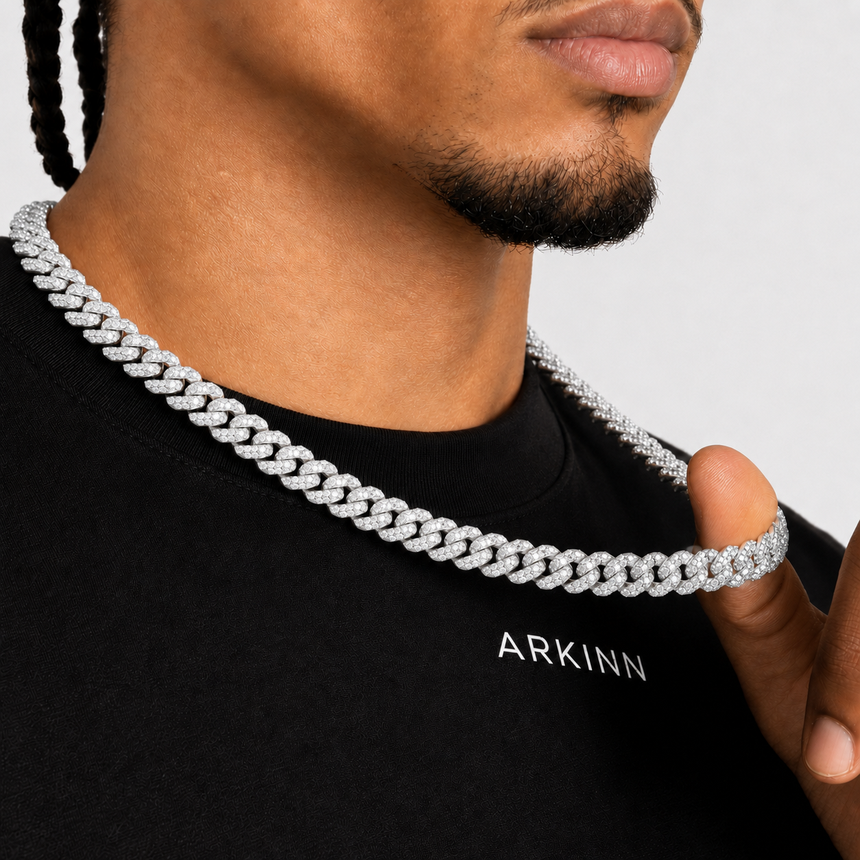 10MM Round Cut Moissanite Cuban Link Chain – 14K Gold Finish