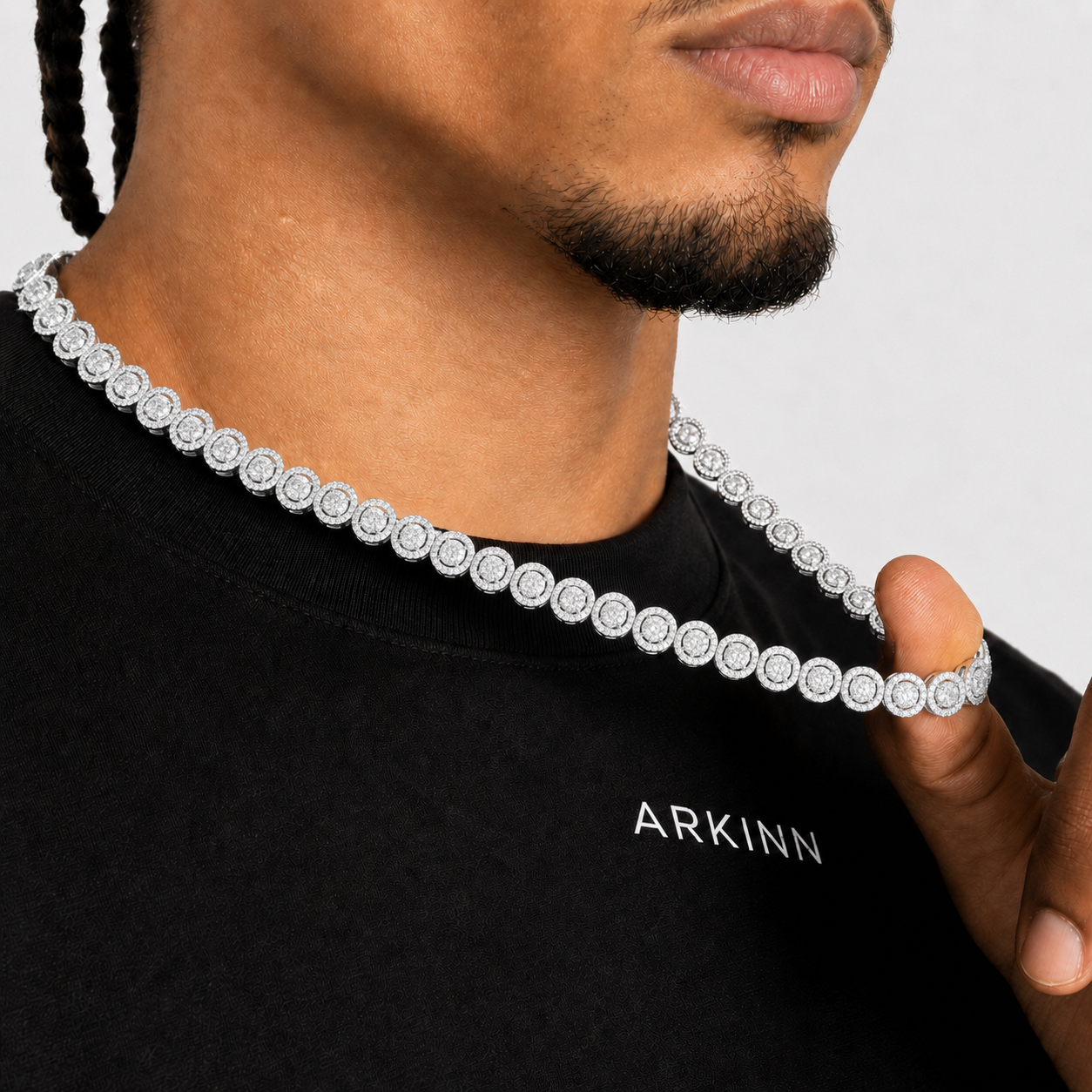10MM Iced Out Moissanite Bezel Tennis Chain – 14K Gold Tone