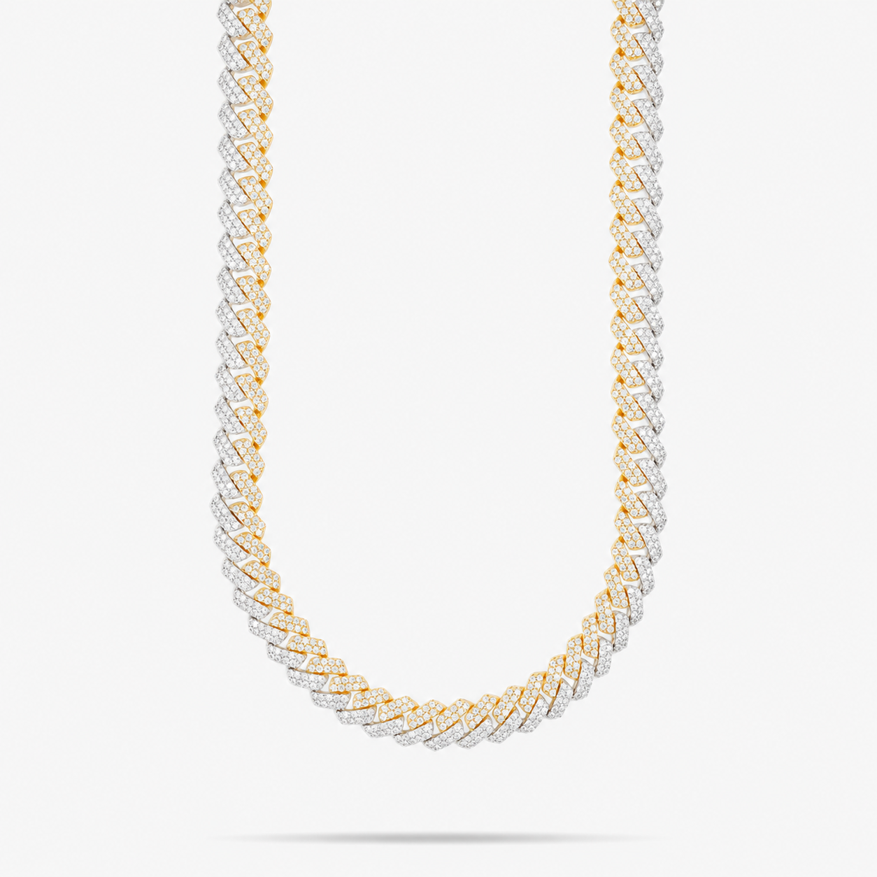 Iced Out Men’s 10mm Split Two-Tone Moissanite Cuban Link Chain