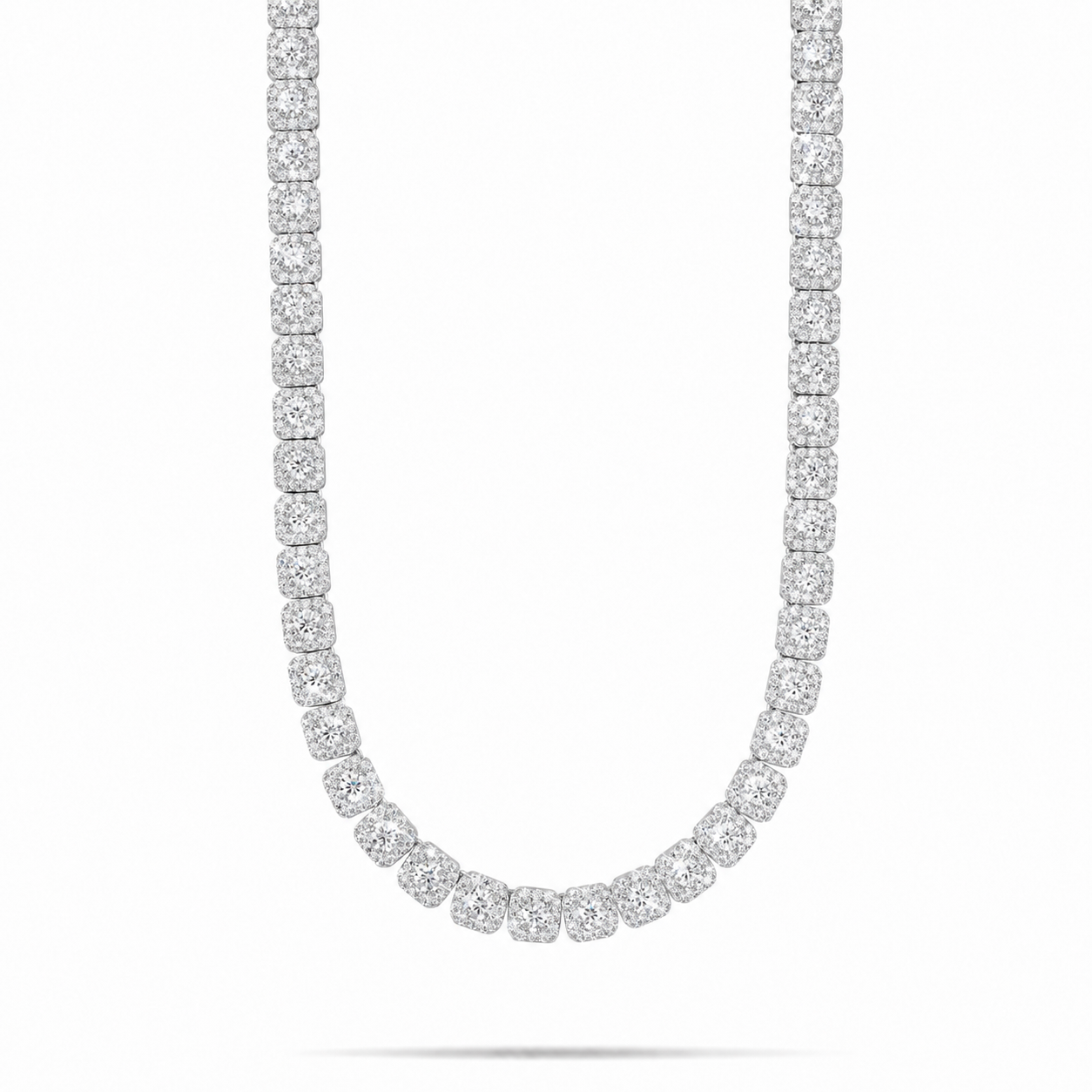 10MM Moissanite Cluster Tennis Chain – 14K Gold Finish