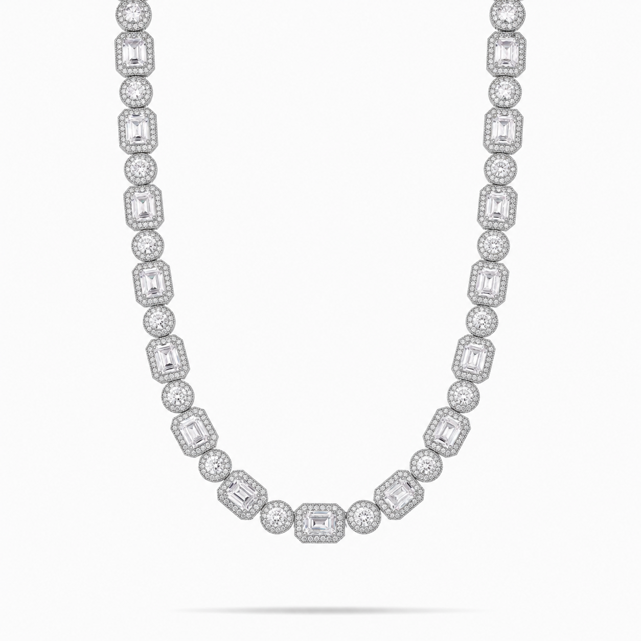 Men’s 14K Gold Halo Cluster Tennis Chain 12MM