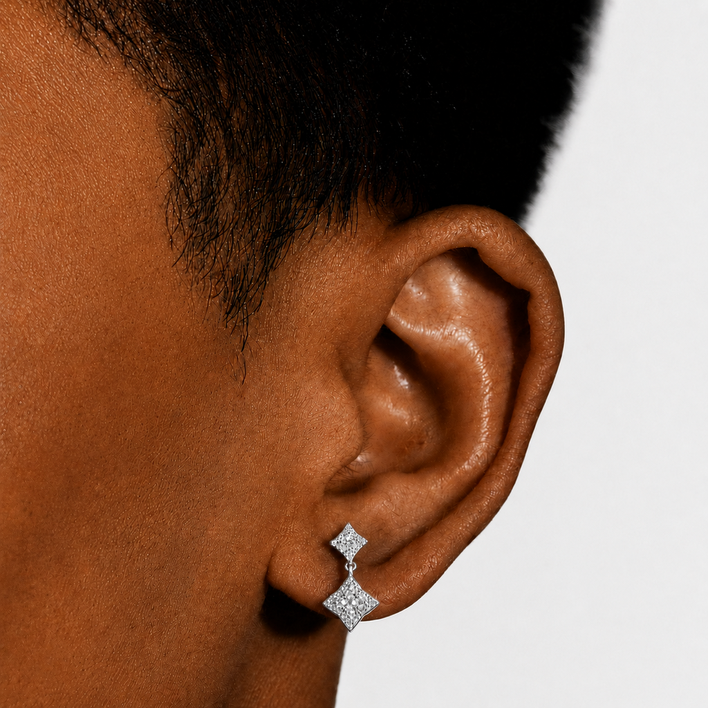 Iced Out Star Clover Earrings