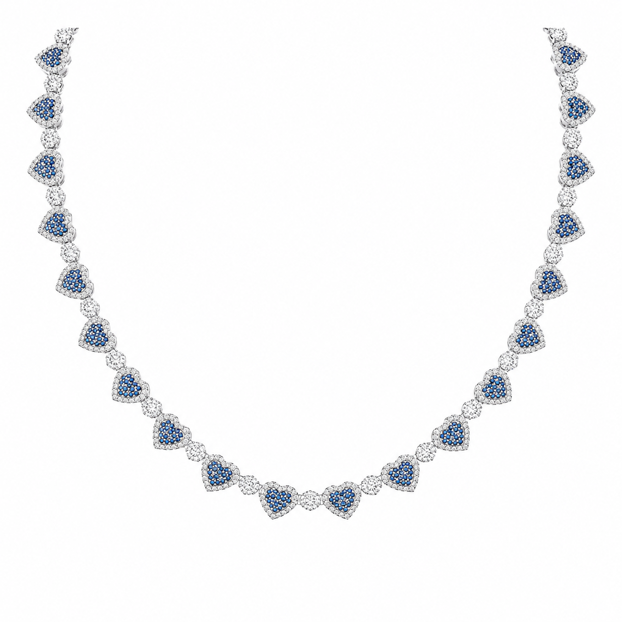 Iced Blue Heart Necklace with VVS Shine