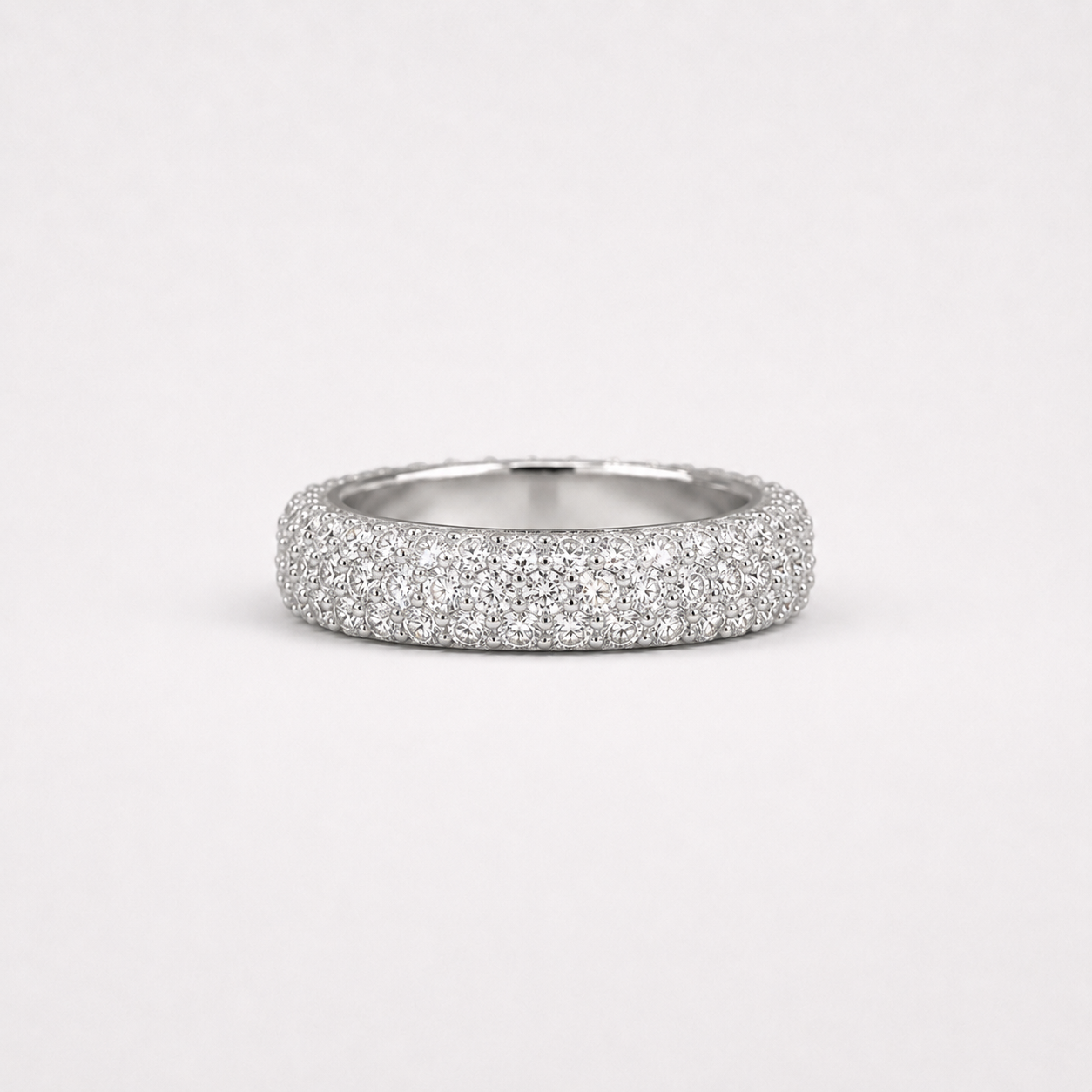 VVS 5-Row Iced Out Band Ring in 14K Gold
