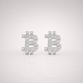 Iced Bitcoin Earrings 14K Gold