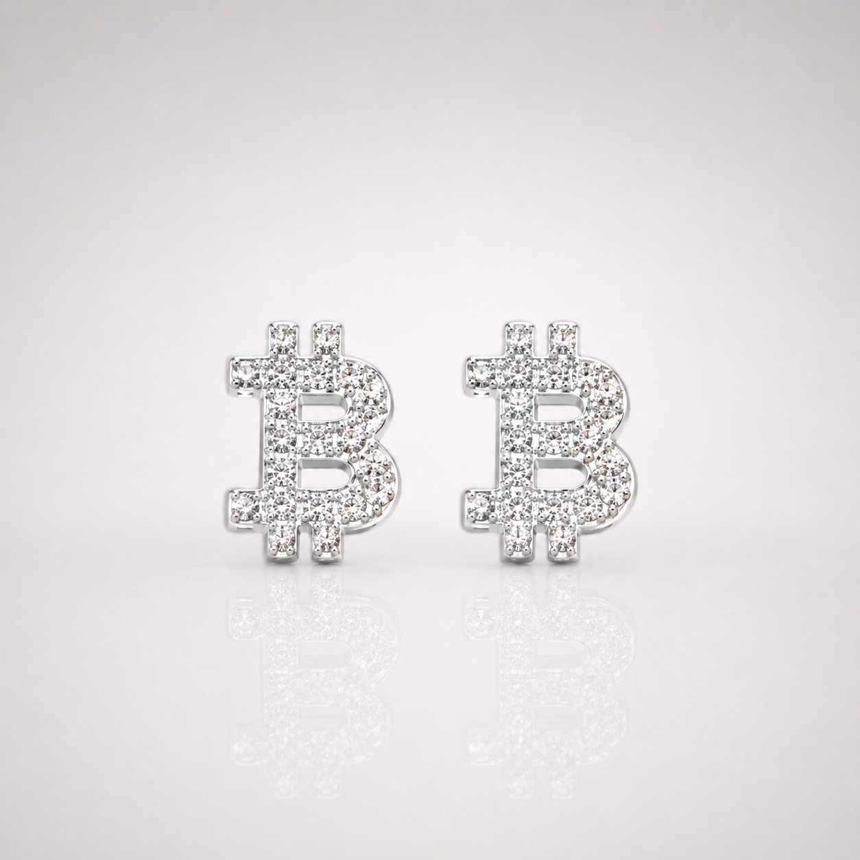Iced Bitcoin Earrings 14K Gold