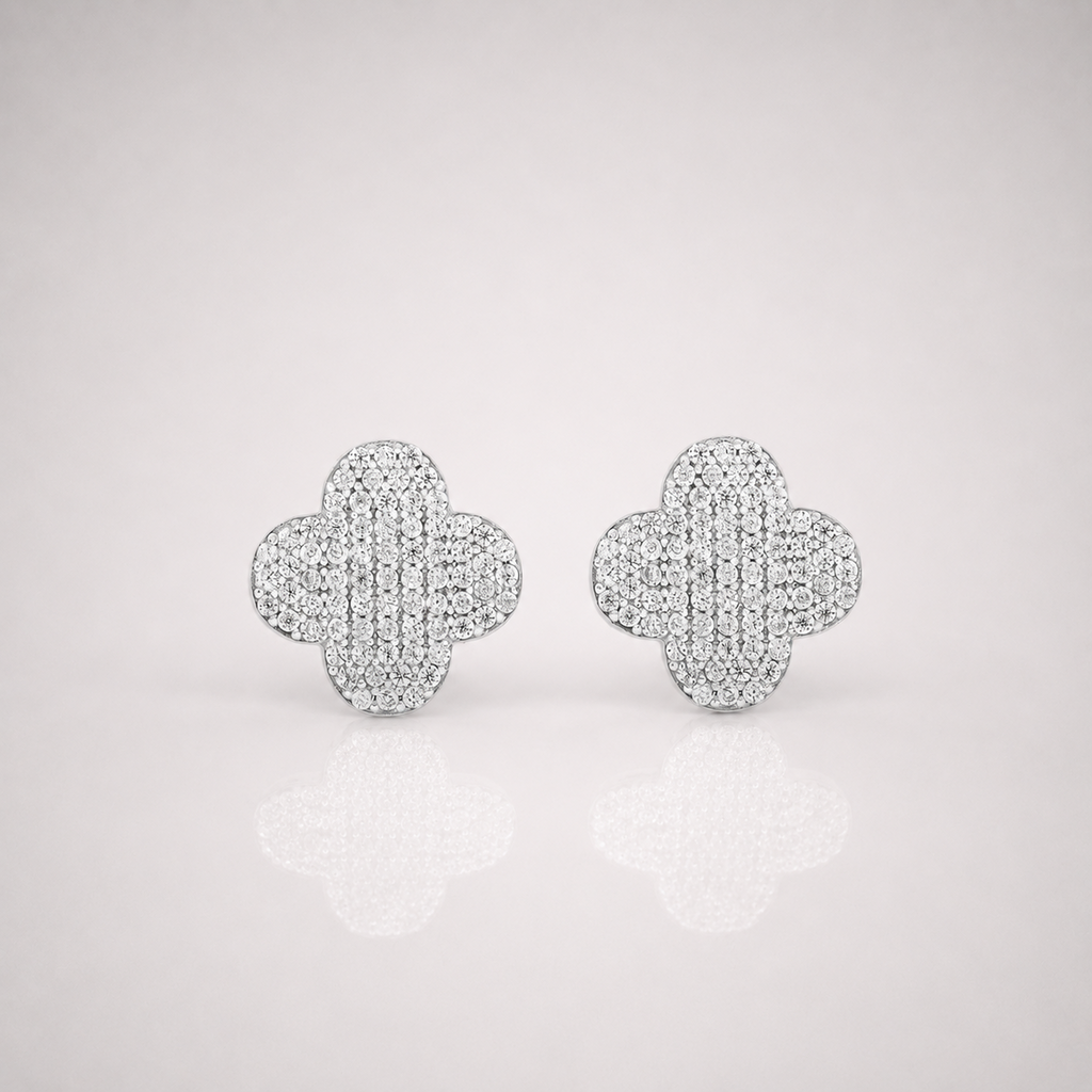 Men’s Clover Earrings Iced Out