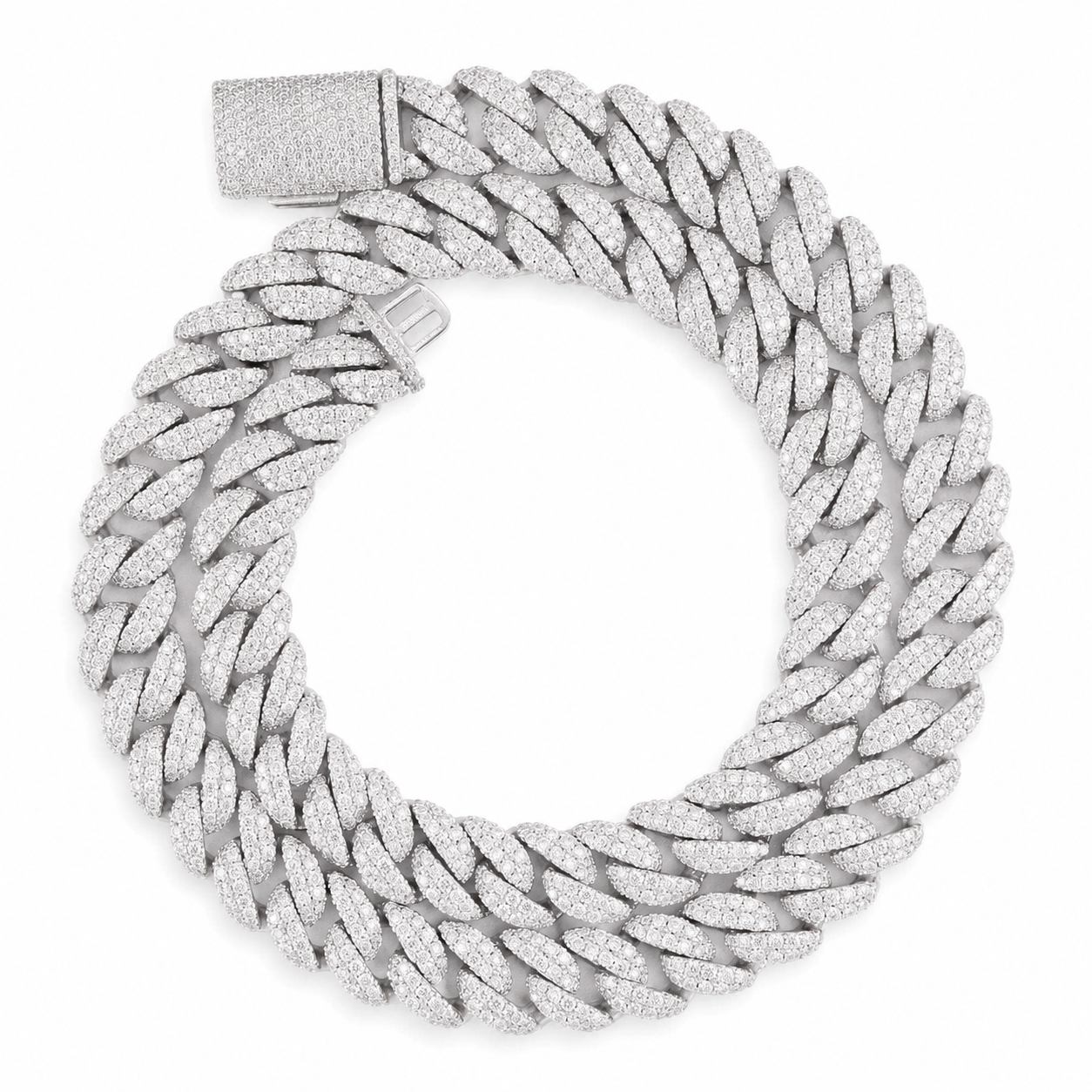12MM Solid Gold Iced Diamond Cuban Link Chain