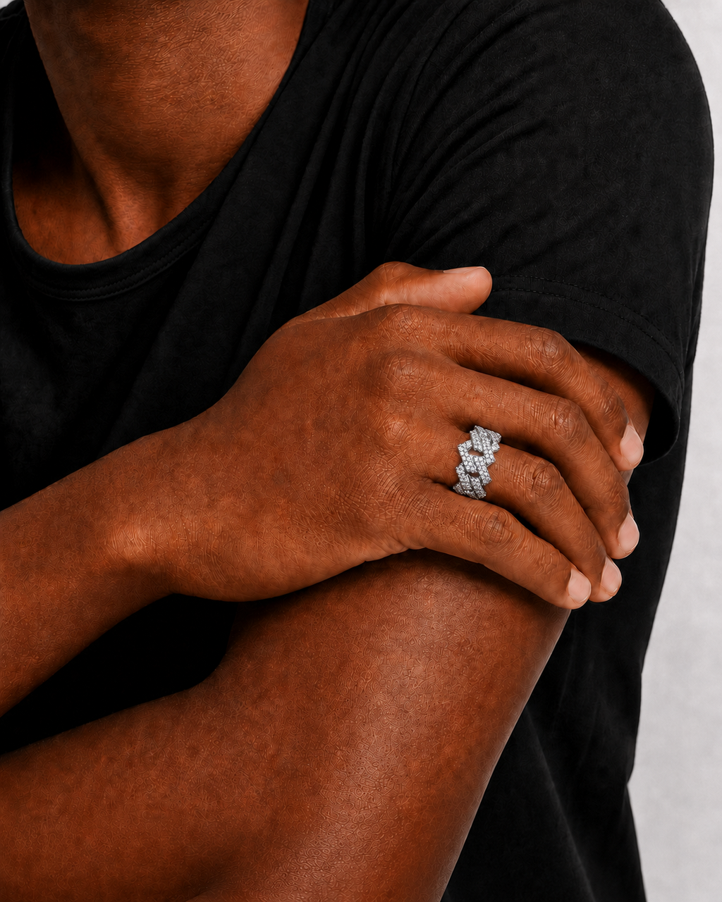14K Gold Plated Iced Out Cuban Link Ring