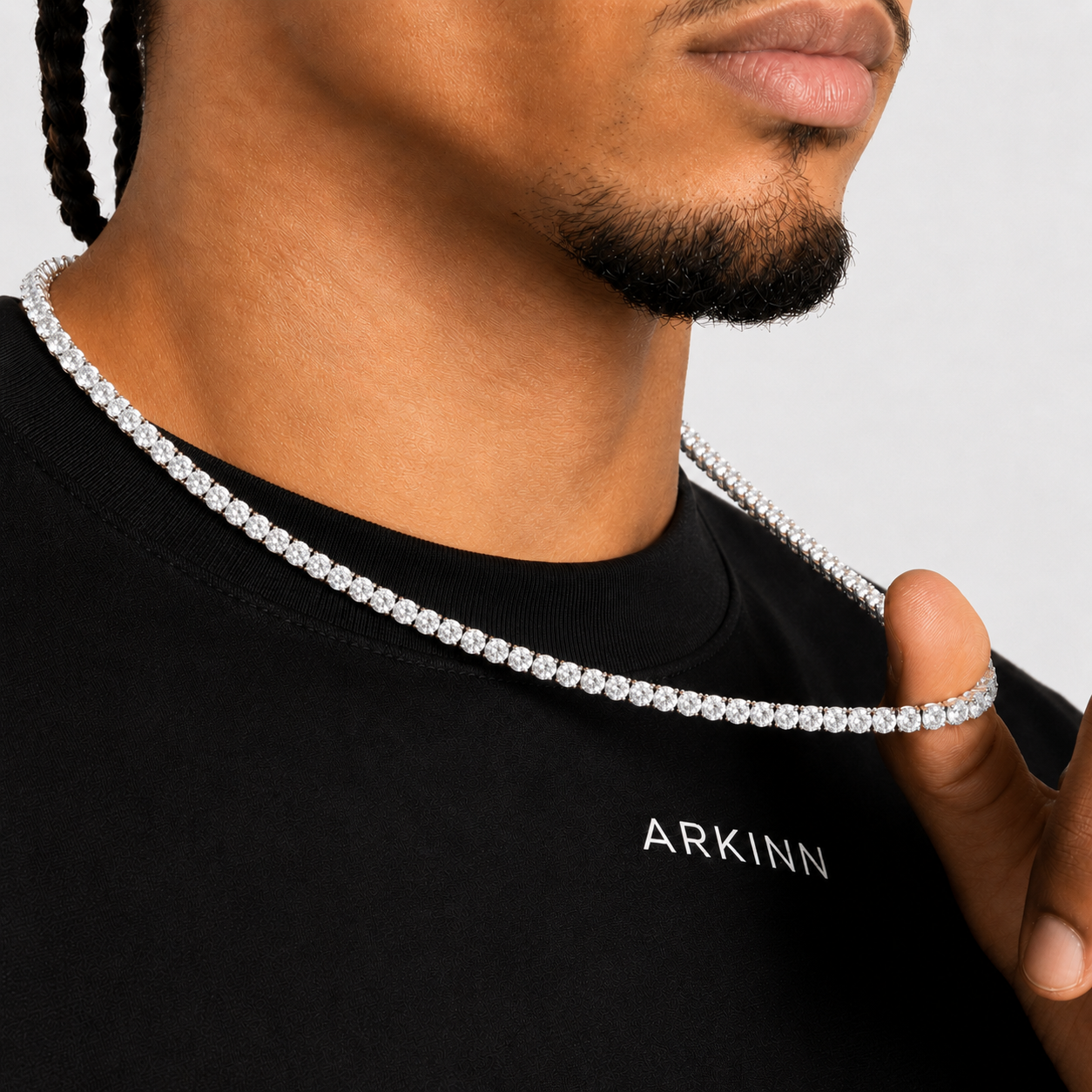 Men’s Diamond Tennis Necklace 6MM White Gold