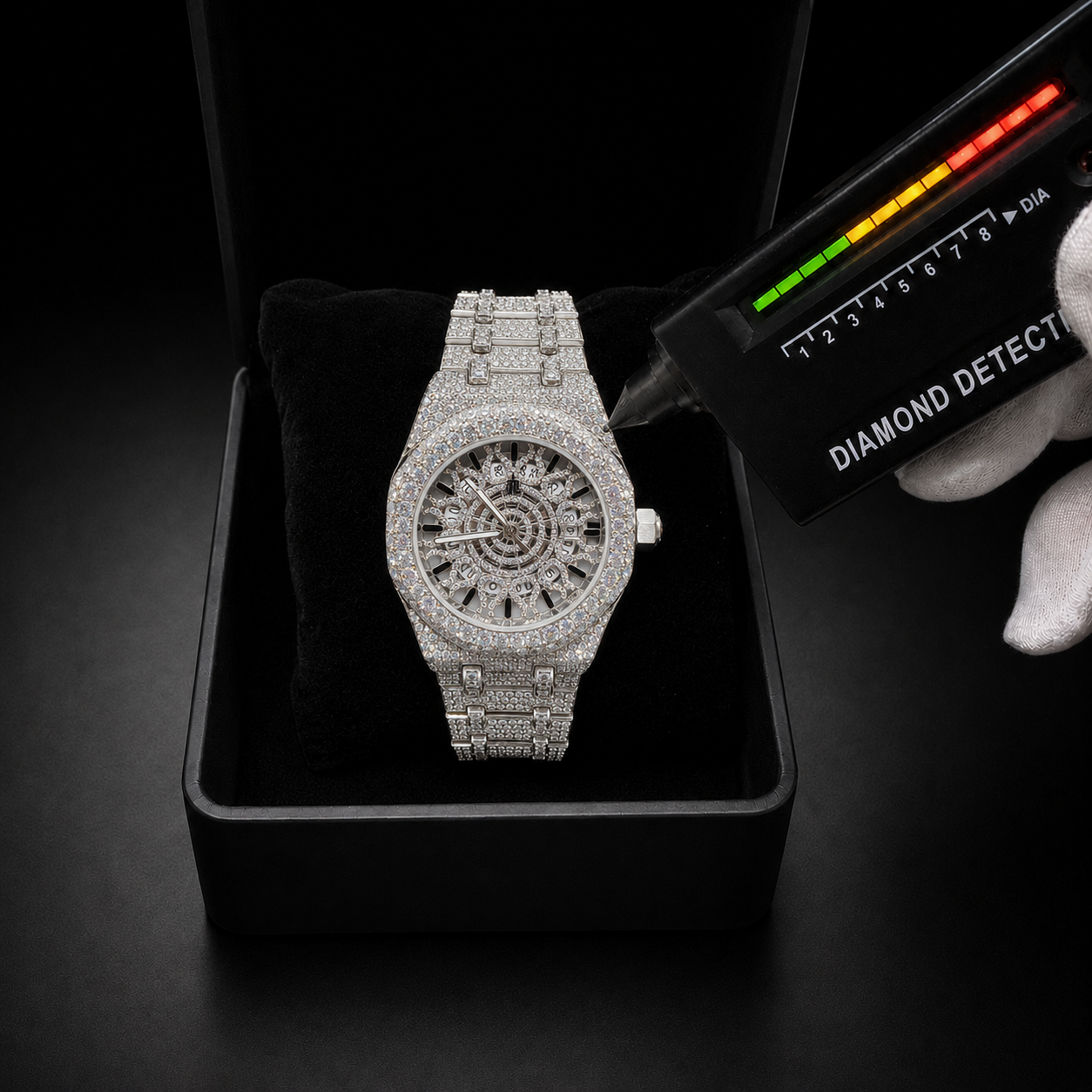 Men’s VVS Moissanite Iced Out Watch with 41 mm Bust Down Bracelet