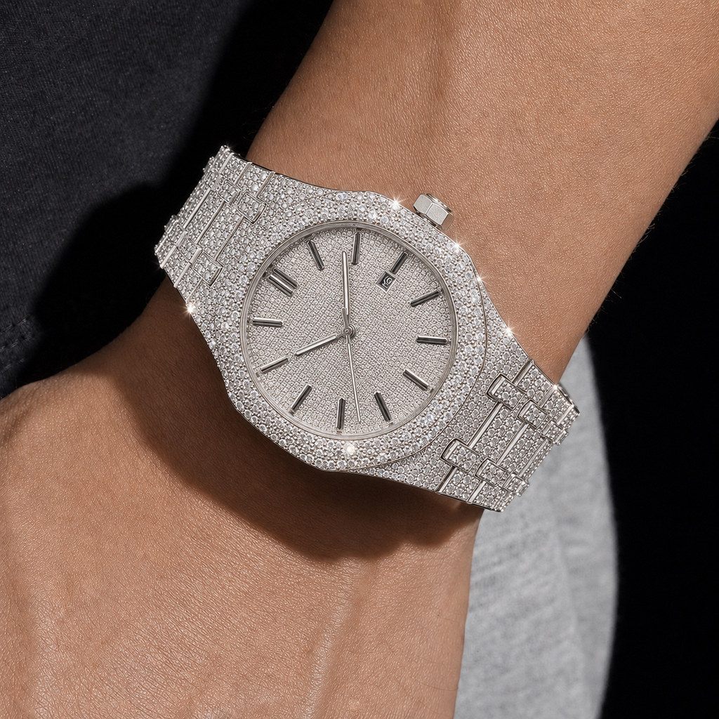 Men’s VVS Moissanite Iced Out Bust Down Watch