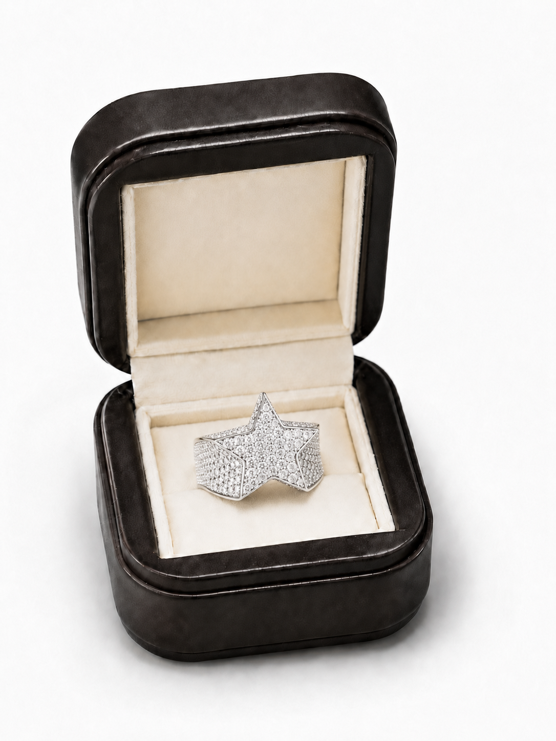 VVS Moissanite Iced Star Wide Band Ring