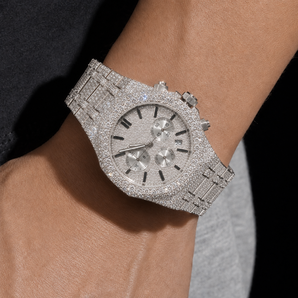 VVS Moissanite Iced Out Chronograph Watch for Men Bust Down