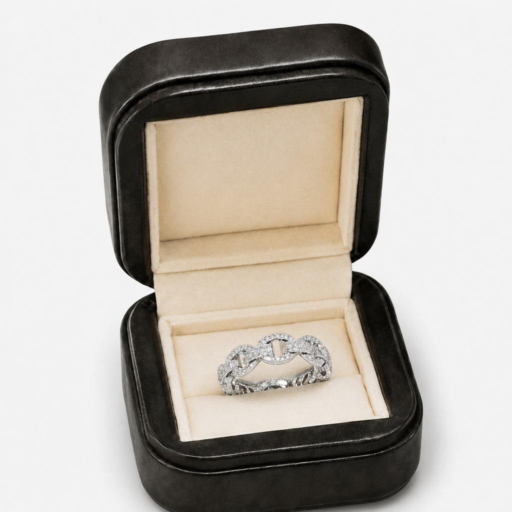 VVS Moissanite Iced Mariner Link Ring