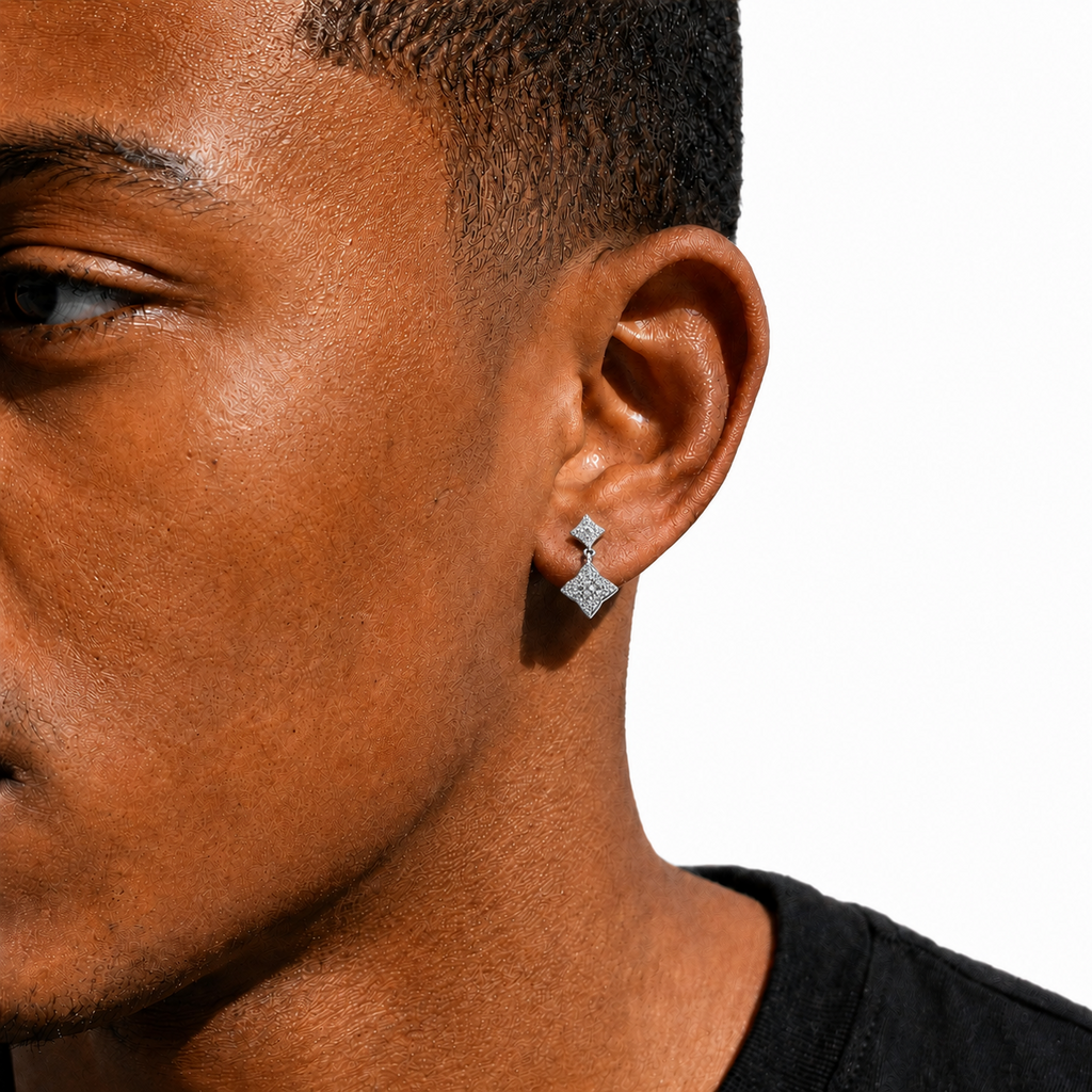 Iced Out Star Clover Earrings