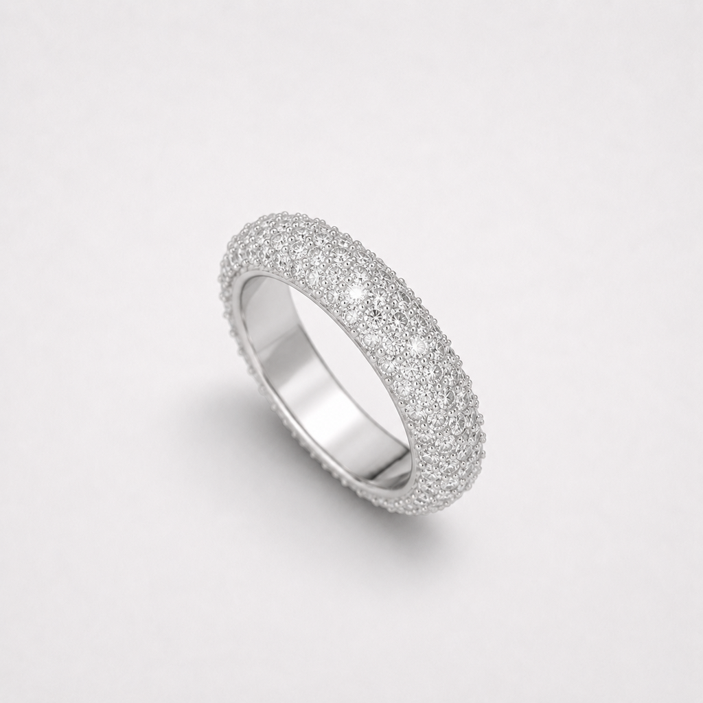 VVS 5-Row Iced Out Band Ring in 14K Gold