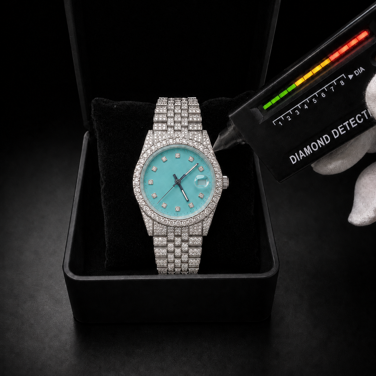 41mm Blue Dial VVS1 Moissanite Iced Out Watch