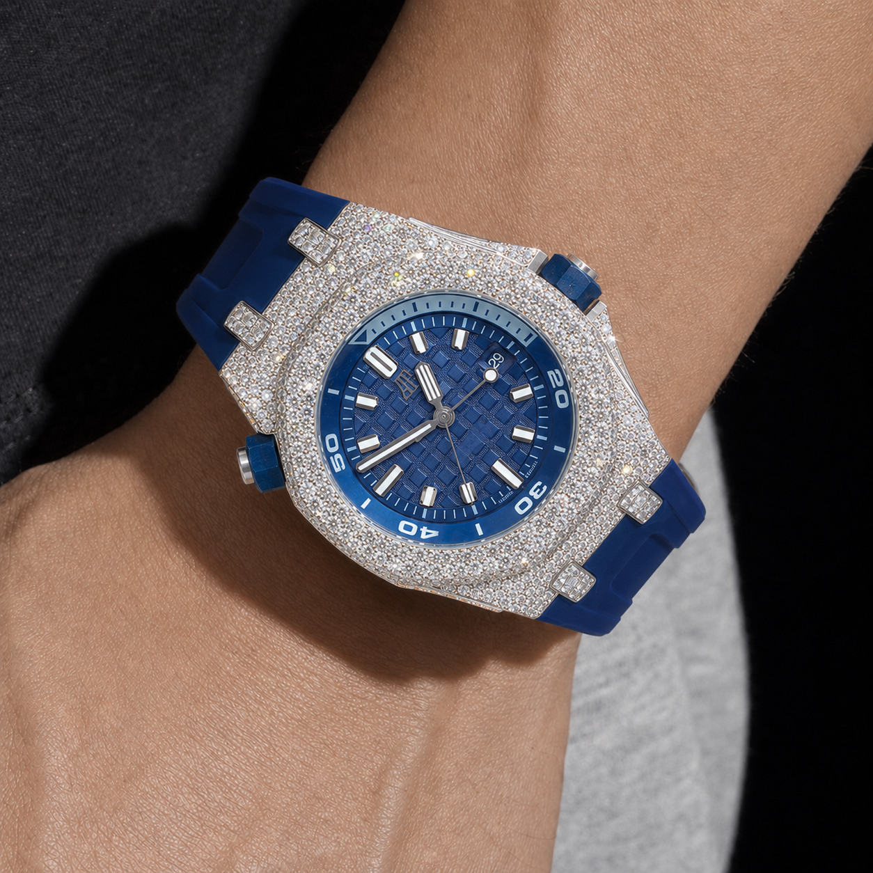 Men’s Custom Iced-Out Moissanite Watch