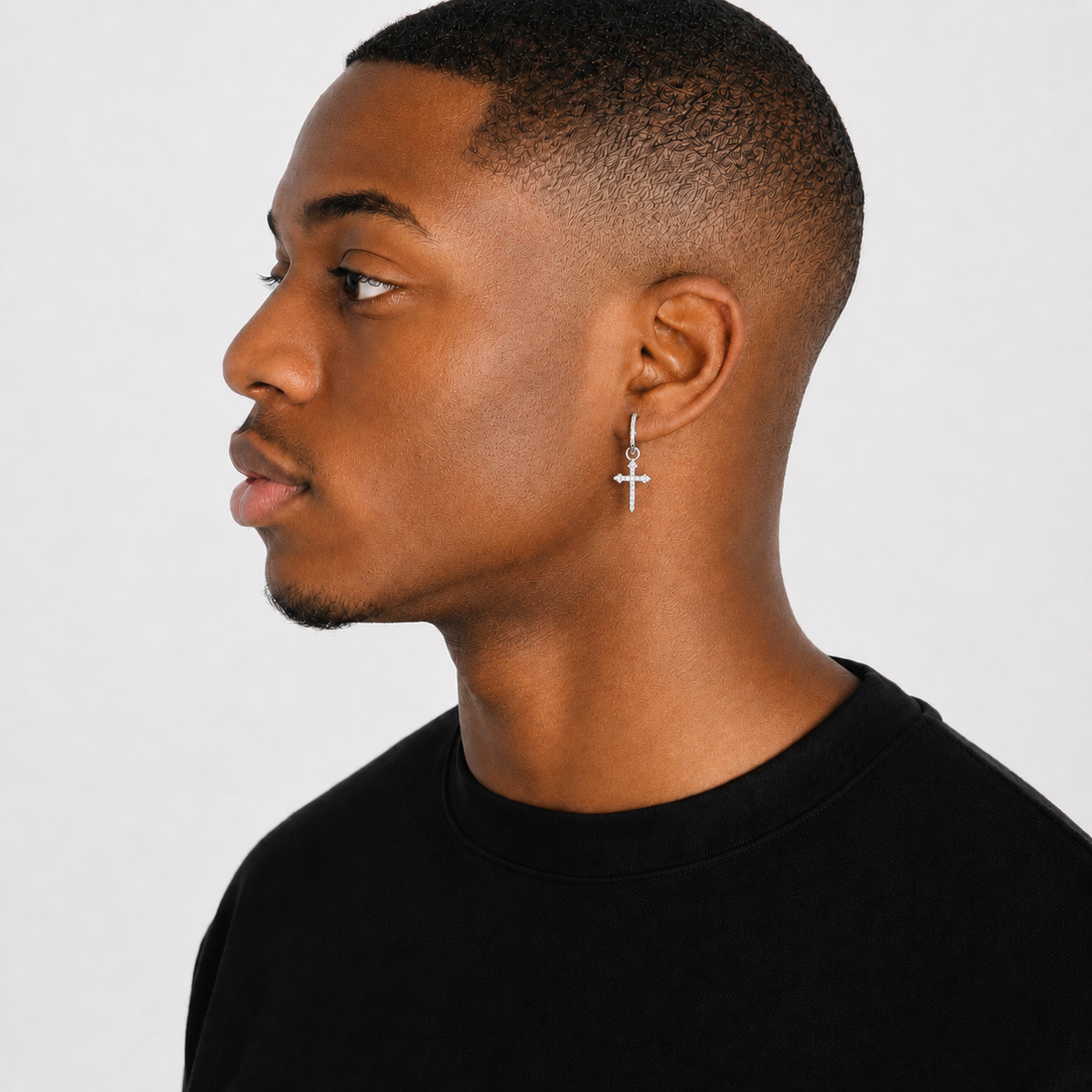 Men’s Cross Dagger Earrings Iced Out