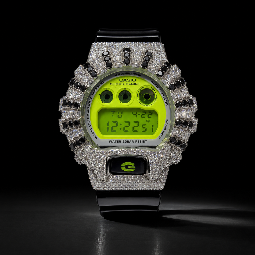 Men’s VVS Moissanite Iced Out Watch – Black Rubber Band