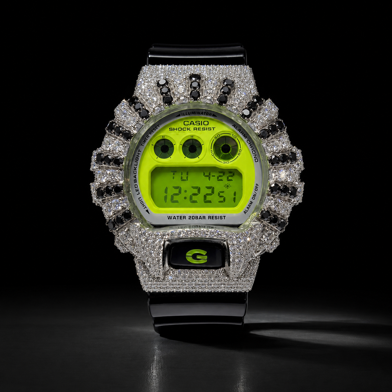 Men’s VVS Moissanite Iced Out Watch – Black Rubber Band