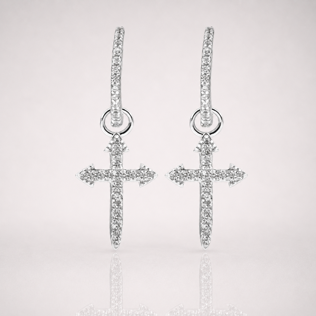 Men’s Cross Dagger Earrings Iced Out