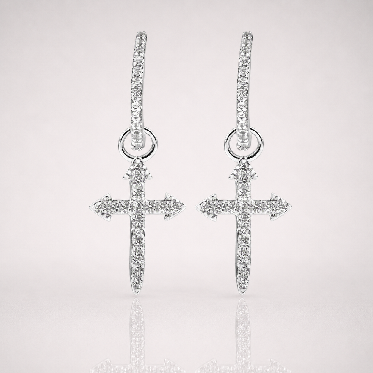 Men’s Cross Dagger Earrings Iced Out