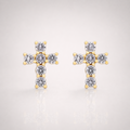 Gold Micro Cross Earrings Iced Out