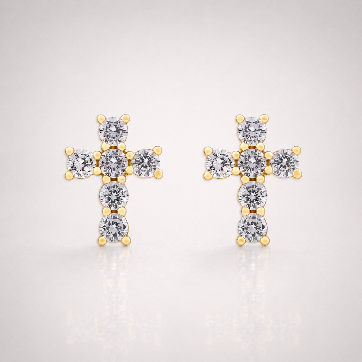 Gold Micro Cross Earrings Iced Out