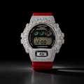 VVS Moissanite Bust Down Watch with Red Rubber Strap for Men