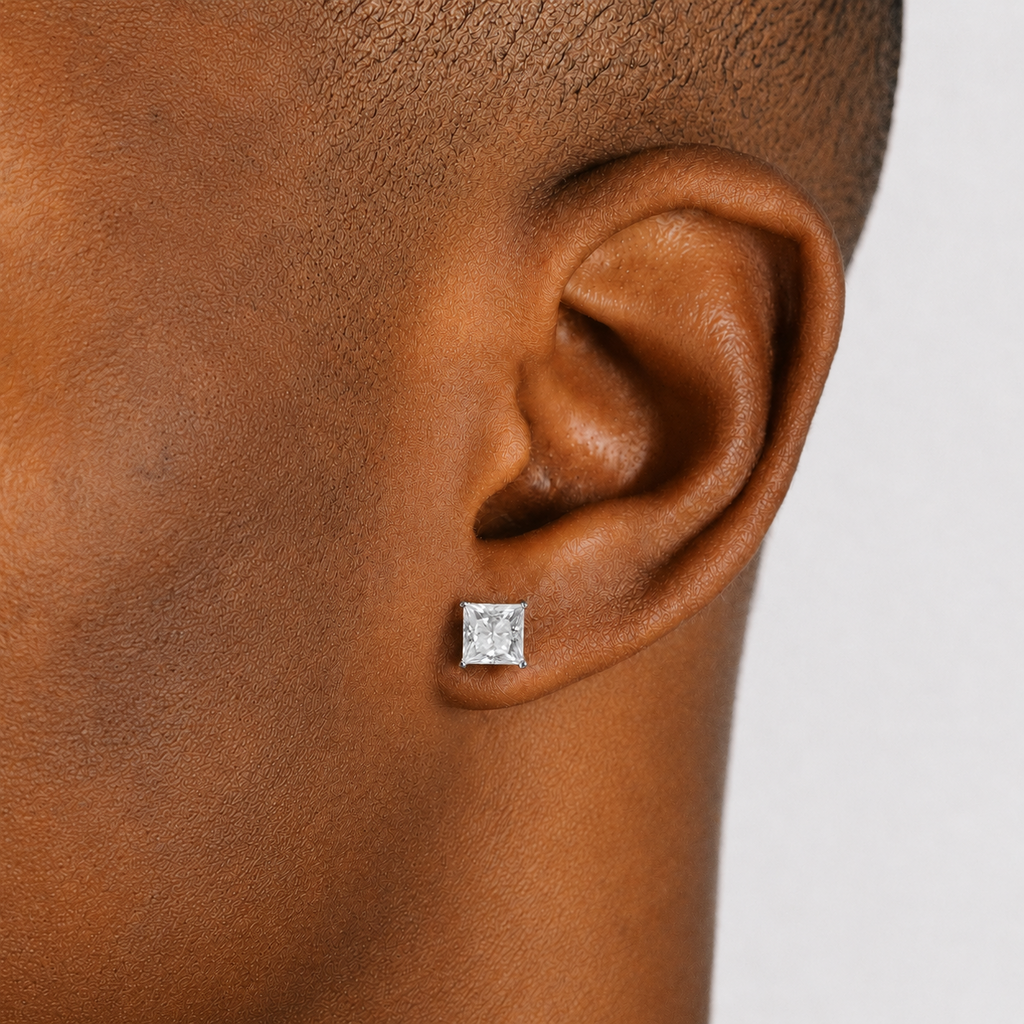 Men’s 7mm Princess Cut Earrings
