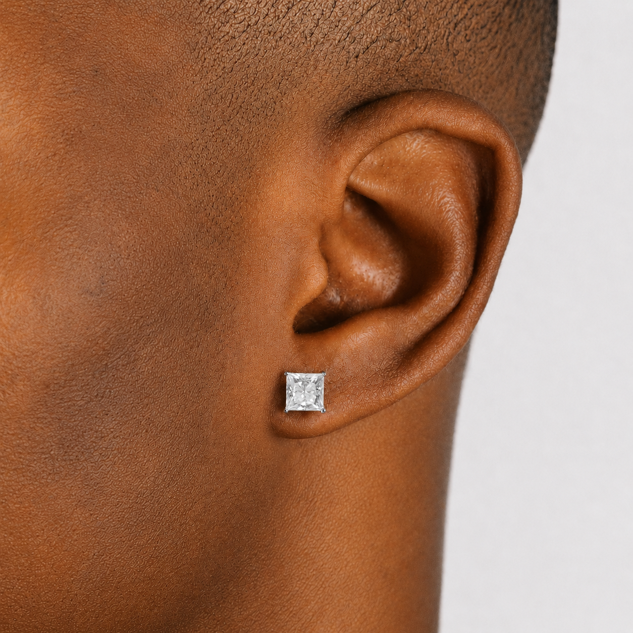 Men’s 7mm Princess Cut Earrings