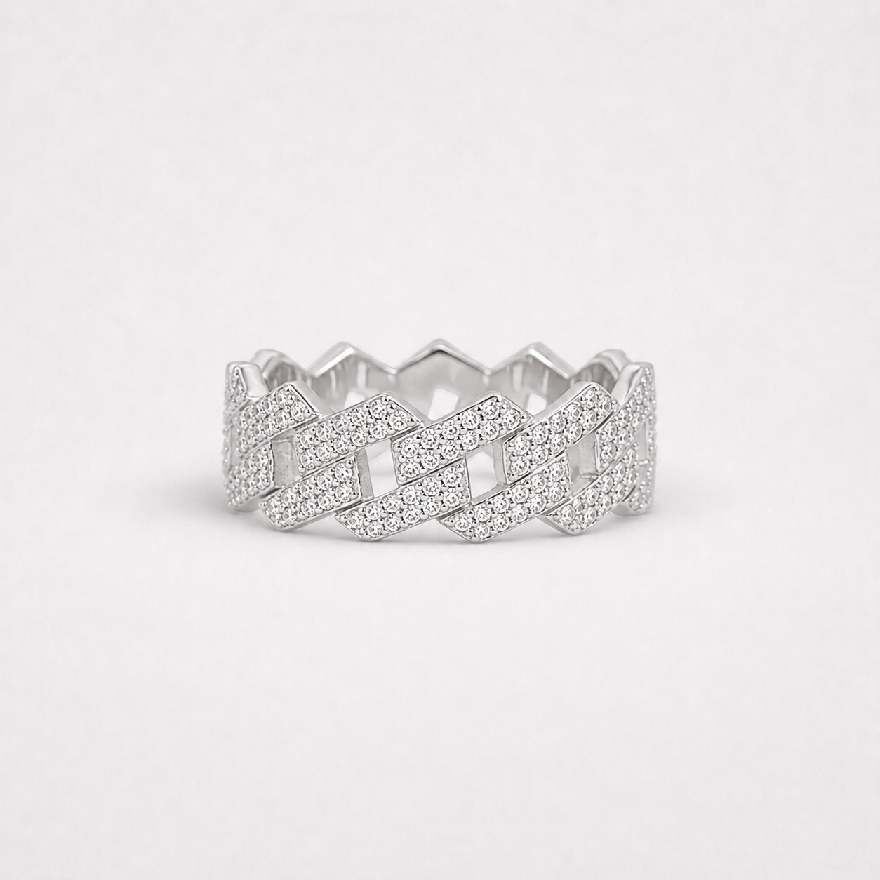 14K Gold Plated Iced Out Cuban Link Ring