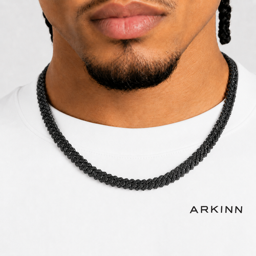 Black Moissanite Iced Out Cuban Link Chain – Bust Down Hip Hop Necklace