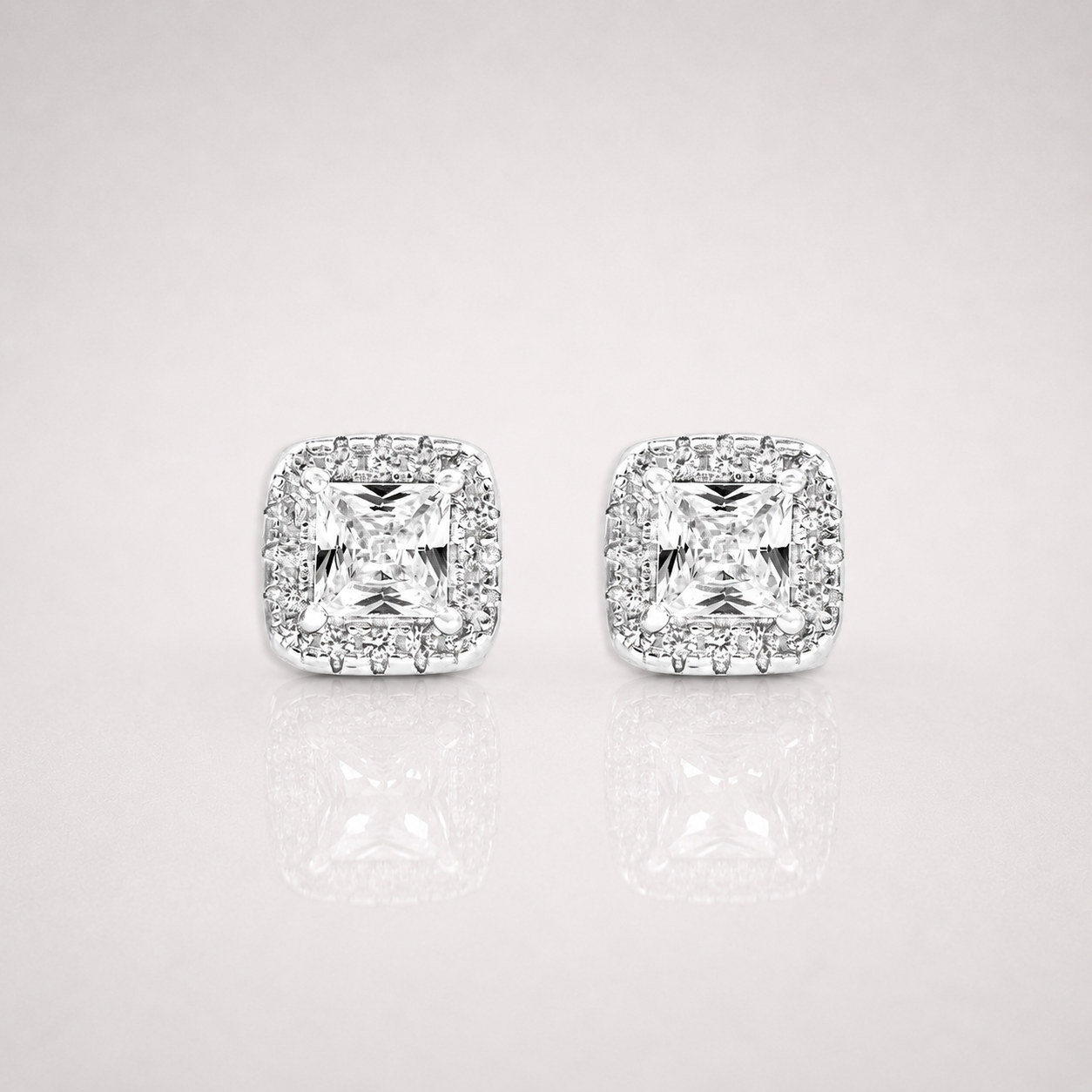 Men’s Princess Cluster Earrings Iced Out