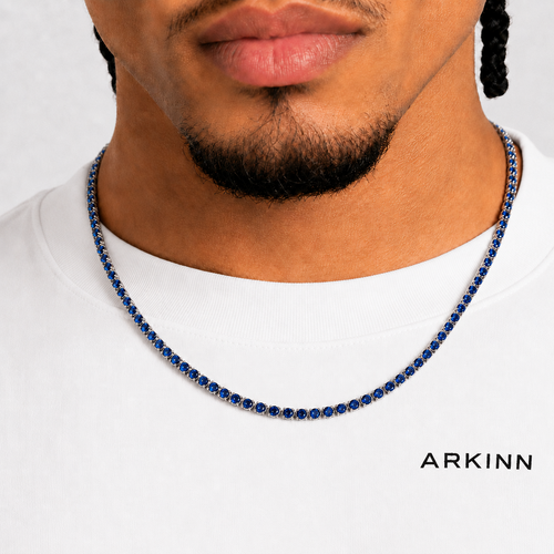 3mm Iced Sapphire Tennis Chain for Men