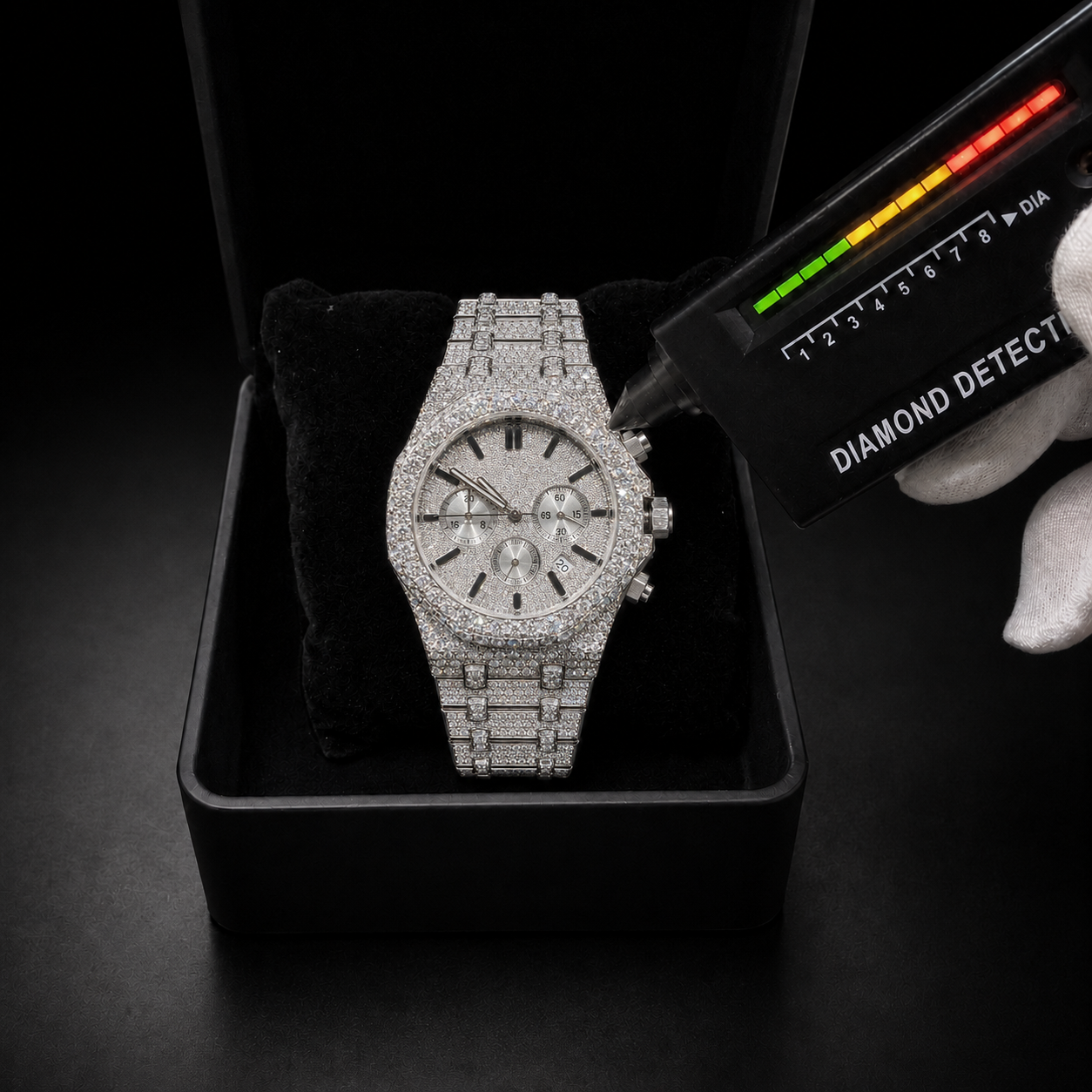 VVS Moissanite Iced Out Chronograph Watch for Men Bust Down