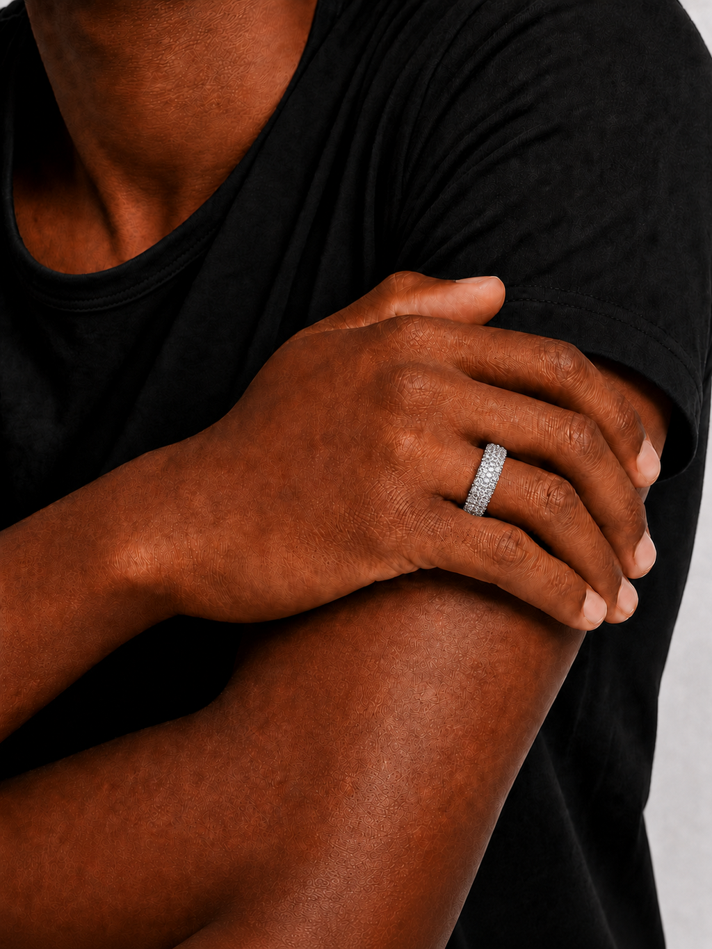 VVS 5-Row Iced Out Band Ring in 14K Gold